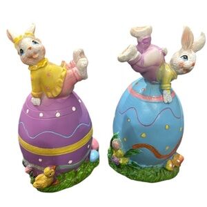 Easter Bunnies Eggs Home Decor Light Up Bundle